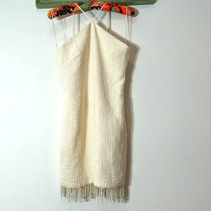 Jason Wu ivory tweed pearl fringe off white dress women’s size small nwot